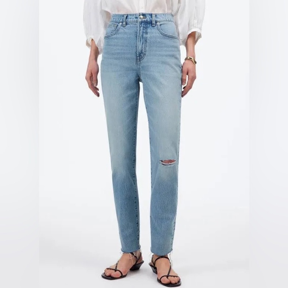 Madewell The Perfect Vintage Light Blue Straight Leg High Waist High Rise Jeans - Picture 5 of 9
